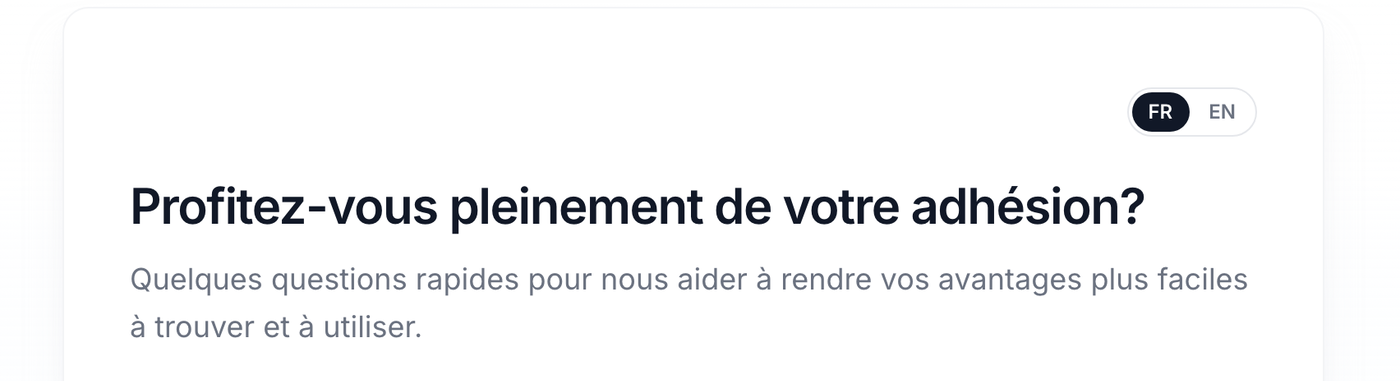 A member benefits survey in French, with an English/French language switch